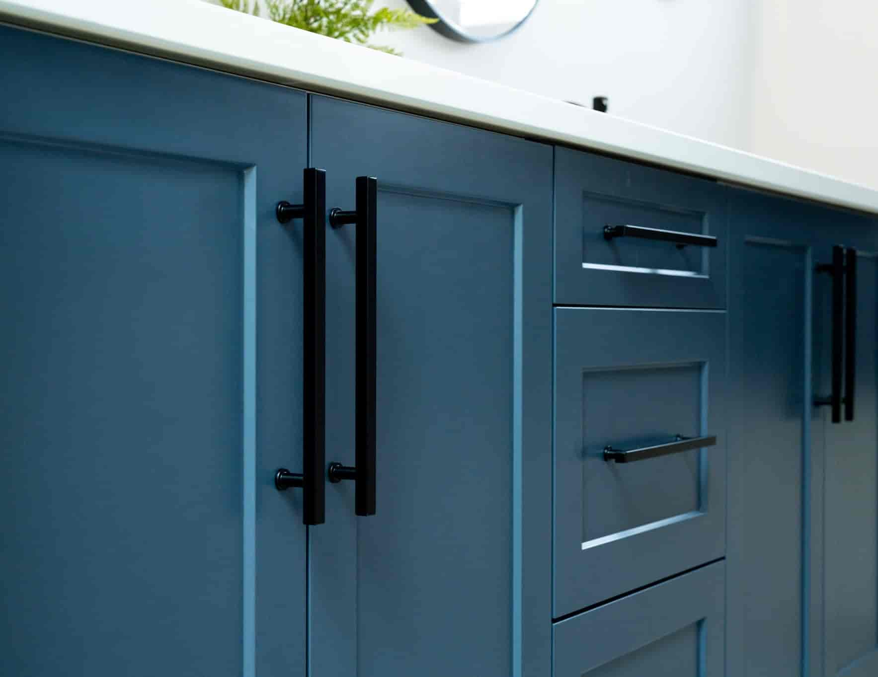 Blue bathroom cabinets